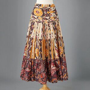 J Peterman Florentina Ikat Cotton Maxi Skirt Large